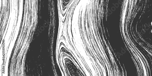 Φωτογραφία Abstract black and white fluid marble texture and wavy wood grain pattern vector graphic background illustration