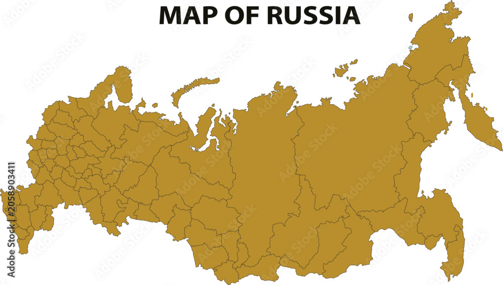 Obraz premium Russia Map, Vector Map, Russian Territory, Geographic Illustration