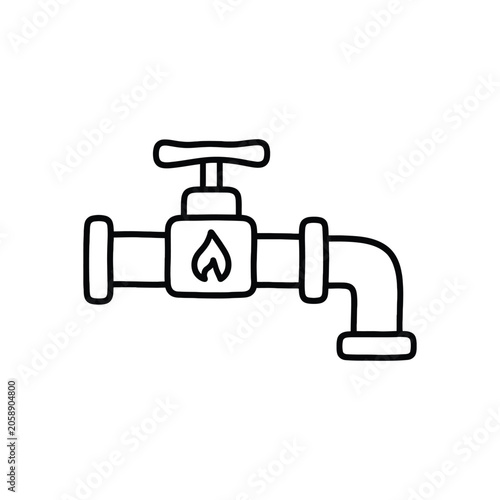 Obraz na plátně Simple Line Drawing of a Gas Valve on a Pipe.