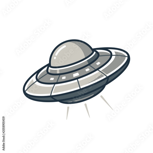 Angled flying saucer spacecraft in motion
