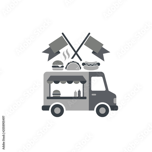 Mobile food truck serving diverse street food and snacks.