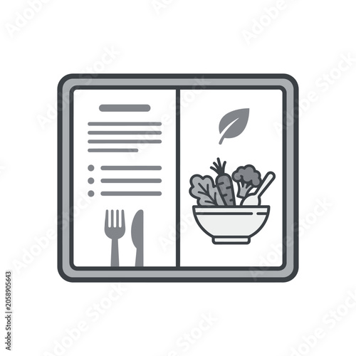 Nutrition menu icon with bowl of vegetables design.