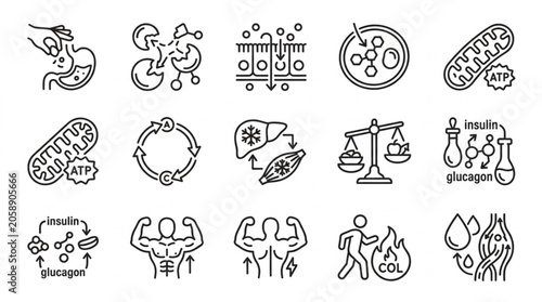 Collection of Medical Science and Biology Icons.