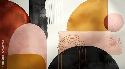 Mid century modern abstract geometric illustration