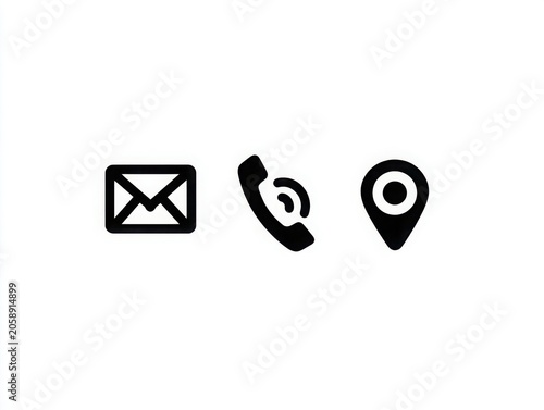 Contact icons for email, phone, and location in minimalistic design  