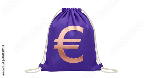 Purple drawstring bag with euro symbol 1