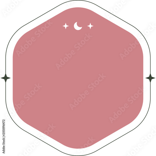 Pink Celestial Hexagonal Frame Label