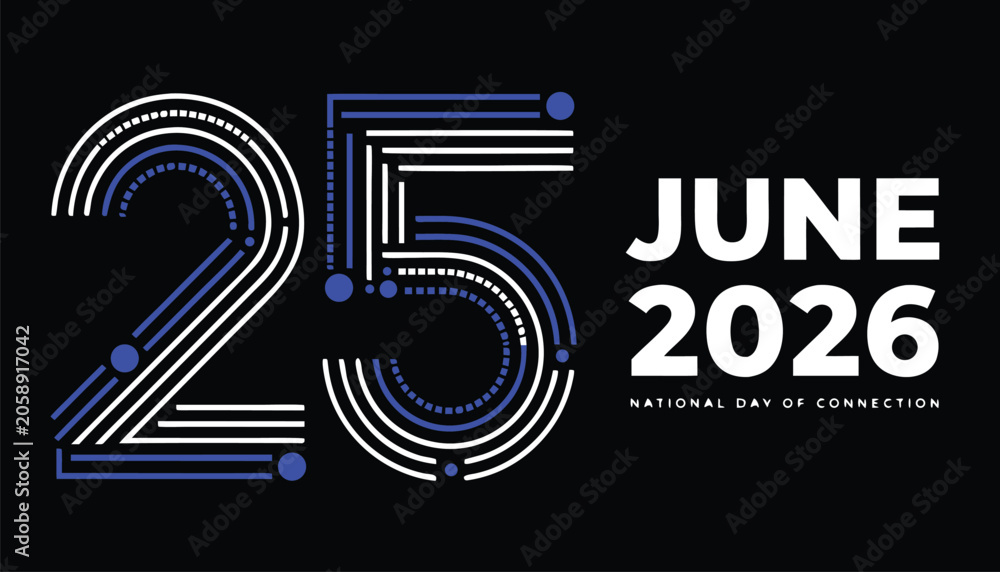 Fototapeta premium Stylized blue and white number twenty five with june date