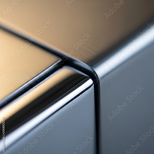 Close-up of a sleek, modern, reflective surface with sharp lines and angles.