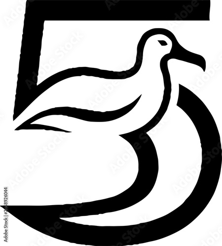 Elegant Seagull Silhouette with Curved Tail Design.