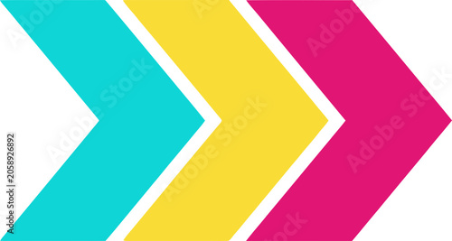 Fotografía Colorful chevron arrows pointing right, abstract graphic design, forward motion