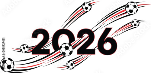 Photos 2026 fifa world cup soccer graphic with dynamic ball trails and spheres