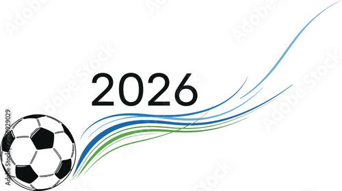 Schilderij op canvas 2026 fifa world cup branding element with soccer ball and dynamic swirl design