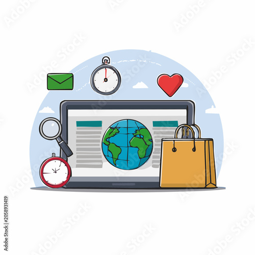 Online Shopping and Global Business Concept