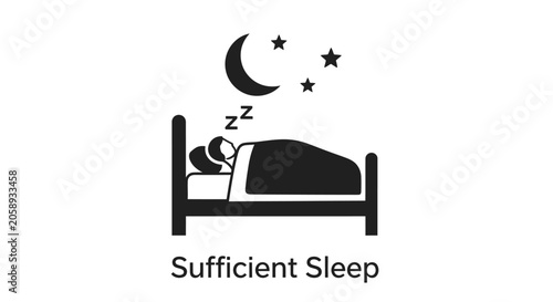 Tableau sur toile Sufficient Sleep Icon: Person resting peacefully under moon and stars