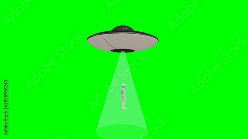 Flying saucer UFO performing an alien abduction sequence. 4K Video