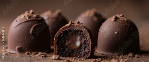 delicious dark chocolate candy truffle