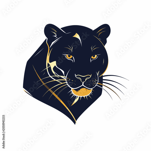 Black Panther Head Illustration Closeup.