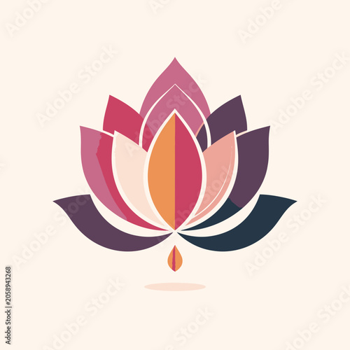 Colorful Lotus Flower Graphic Design Element.