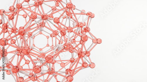 Abstract Microscopic Biotechnology Molecular Structure with Floating Cells and White Copy Space