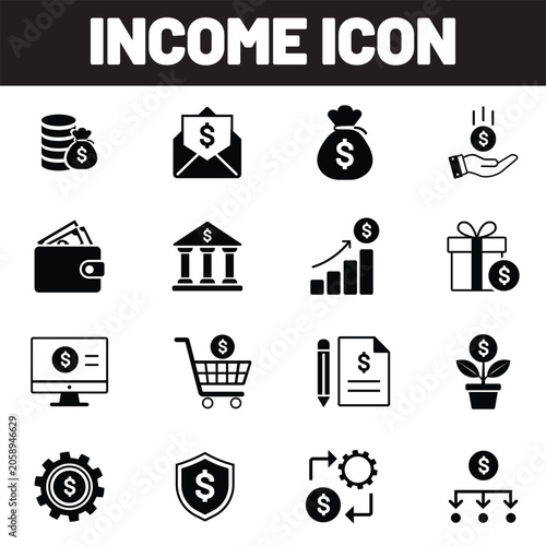 Income icon set collection vector illustration