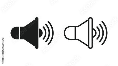 Εκτύπωση καμβά Speaker Silhouette Icons With Sound Waves On White Background