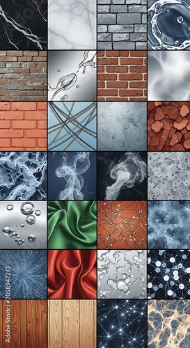 Diverse Textures and Materials - A Visual Collage of Elements.