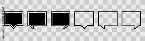 Text bubble. Speech bubble. message. Black and white. On transparent background.