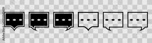 Text bubble. Speech bubble. message. Black and white. On transparent background.