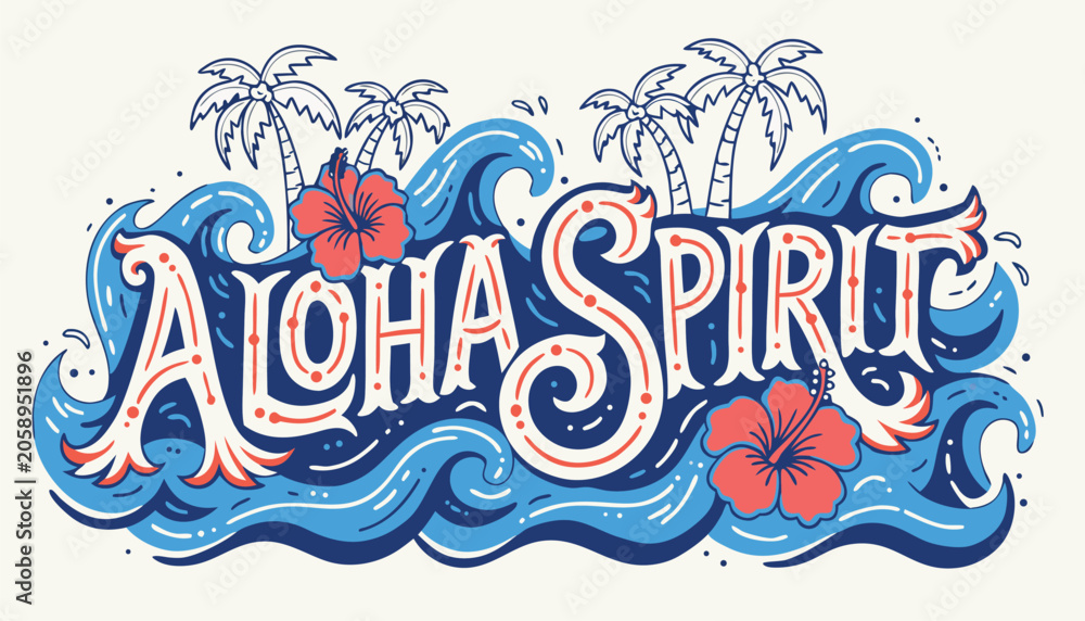 Photography Poster Decorative aloha spirit typography with blue
