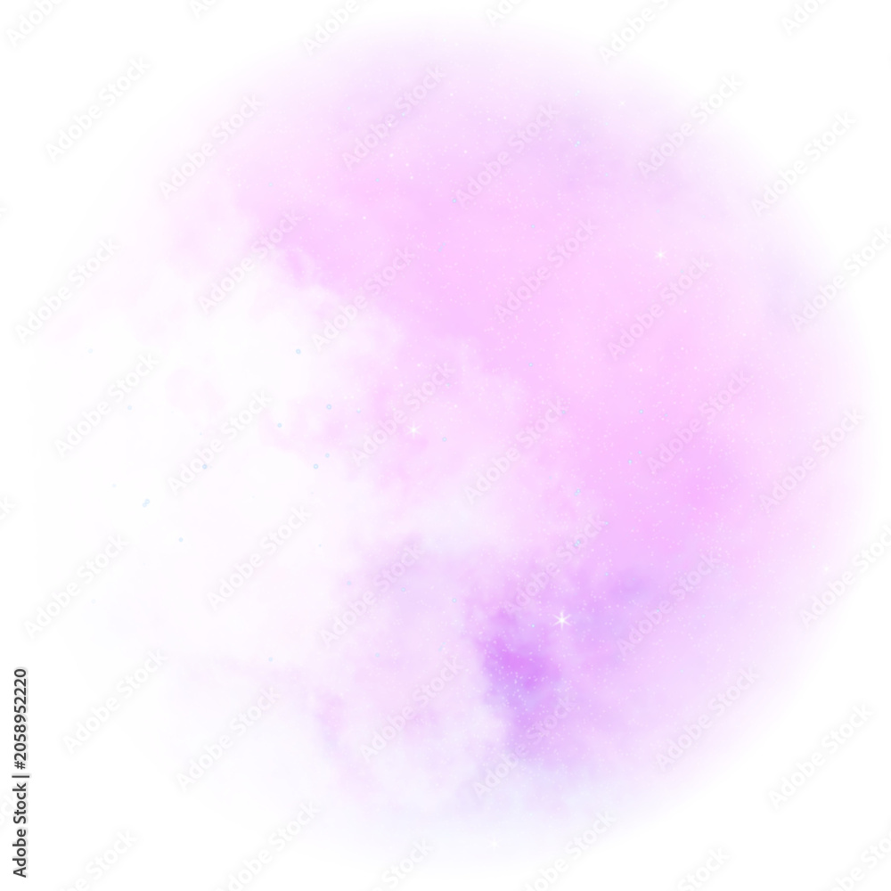 Fototapeta premium Galaxy Circle Vector Illustration with Sparkling Stars and Purple Clouds- Celestial Space Frame Overlay for Digital Design Projects