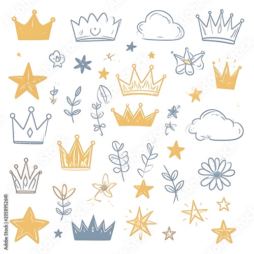 Crown star cloud doodle