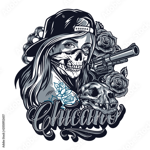 Photos Skull roses art