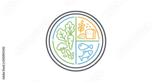 Canvas Print Healthy Eating Plate With Balanced Food Groups.