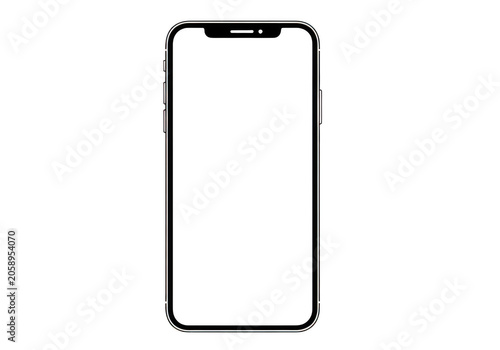 Fotografie A modern black smartphone with a large blank screen and a characteristic display