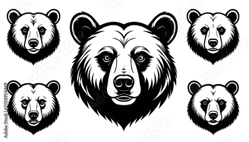 Five bear heads