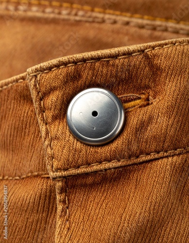 Close-up of a button on denim