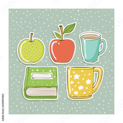 Flat Design School Supplies Illustration