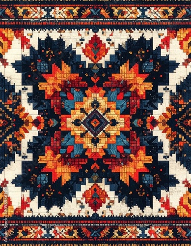 Colorful geometric woven fabric
