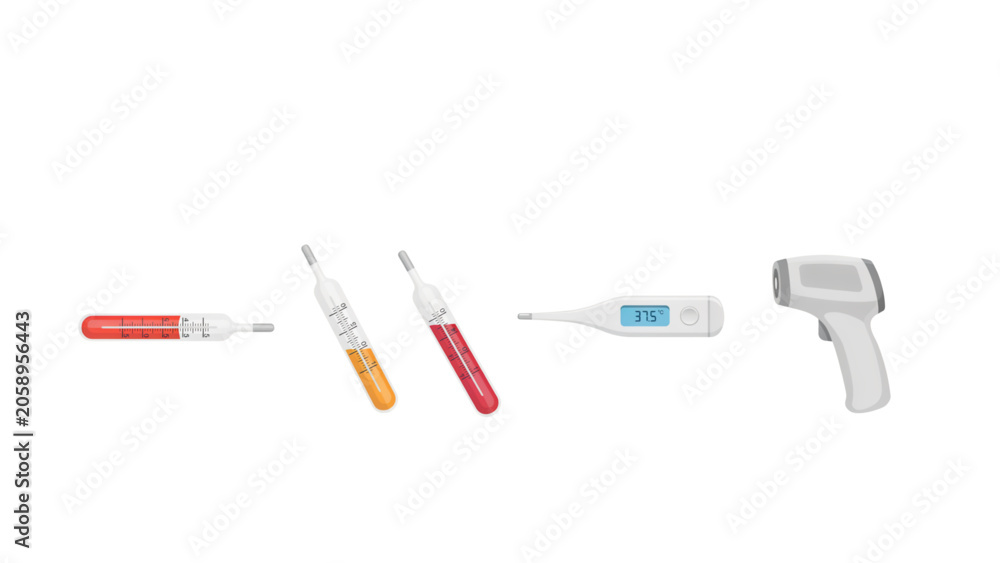Obraz premium Assorted medical syringes and glucose monitoring device on display Vector