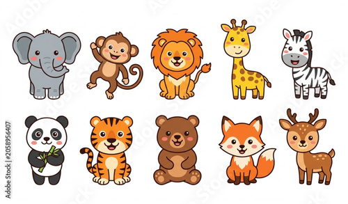 Photography Wild Animals Vector Collection Featuring Lion Elephant Giraffe Zebra and Forest