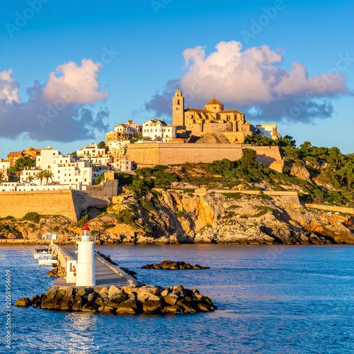 Coastal town atop rocky cliff