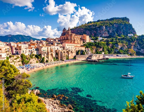 Coastal town with ancient buildings