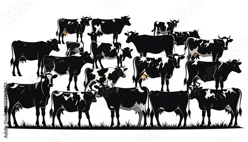 Herd of black and white