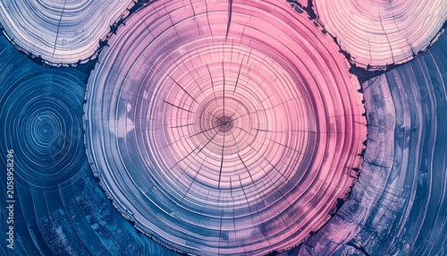 Colorful tree ring close-up pattern