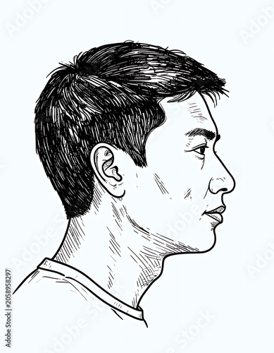 Male head profile drawing
