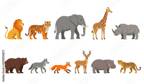 Photography Wild Animals Vector Collection Featuring Lion Elephant Giraffe Zebra and Forest