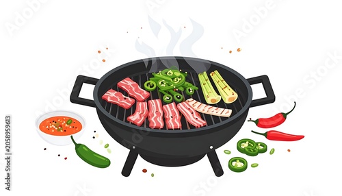 Grilling Meat And Veggies