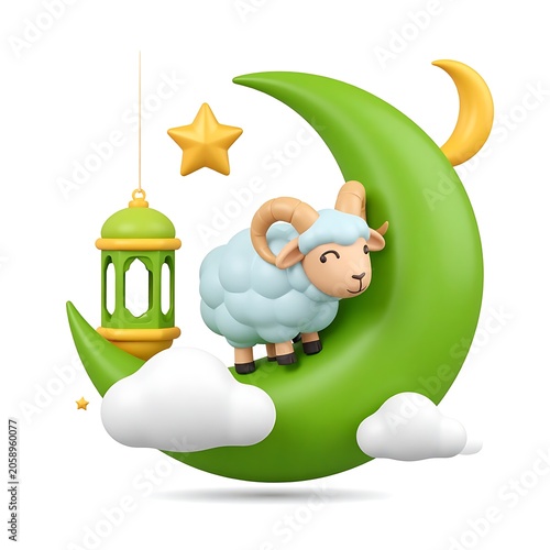 Lunar sheep, moon, star
