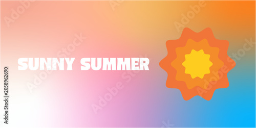 Vibrant sunny summer background with a colorful gradient and sun